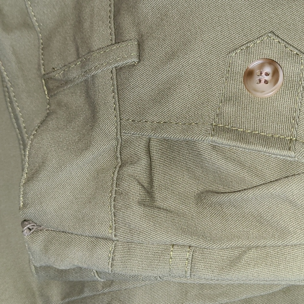 Army Green High Waisted Wide Leg Cropped Bottoms - Picture 7 of 8